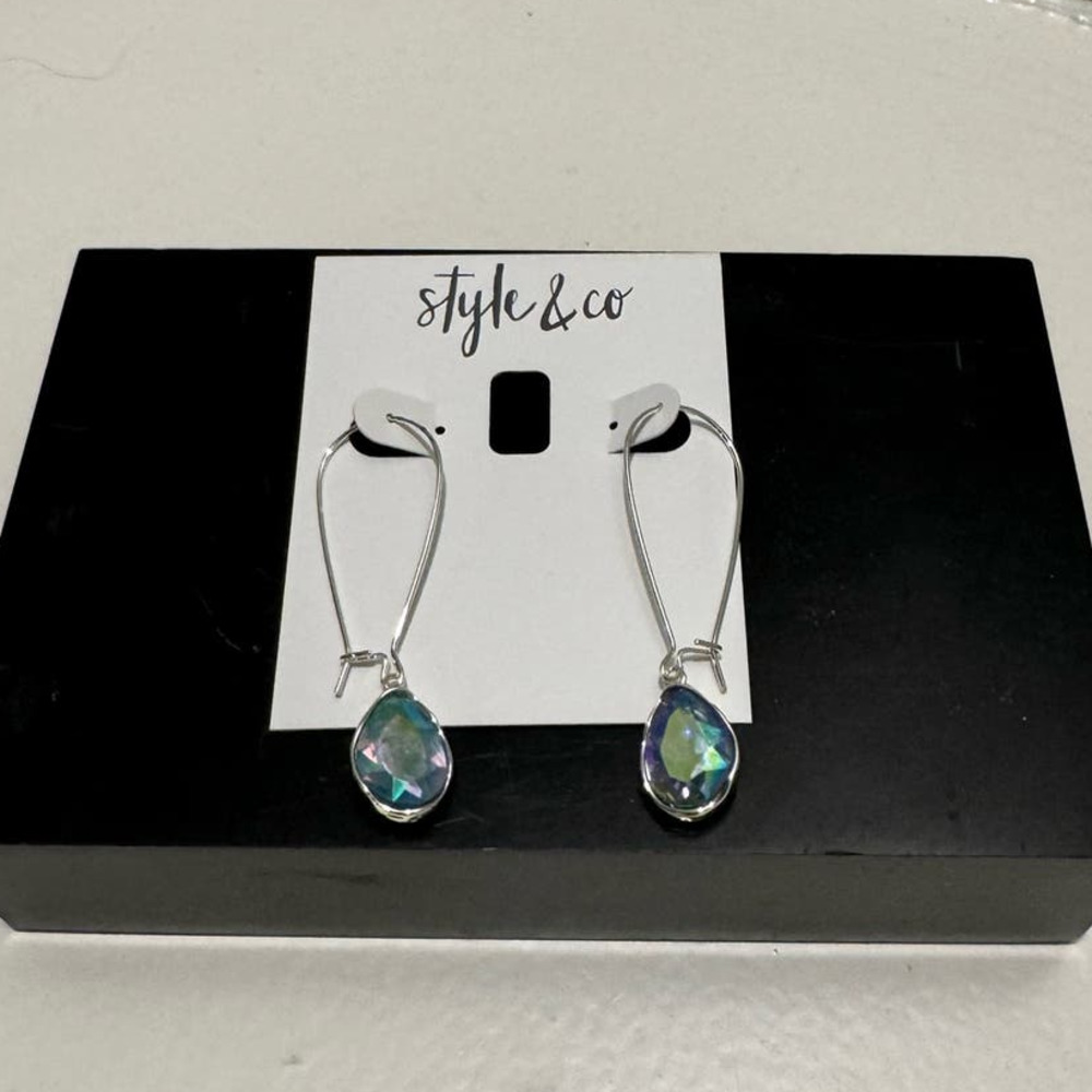 Style & Co. Silver Drop Earrings with Blue Accents